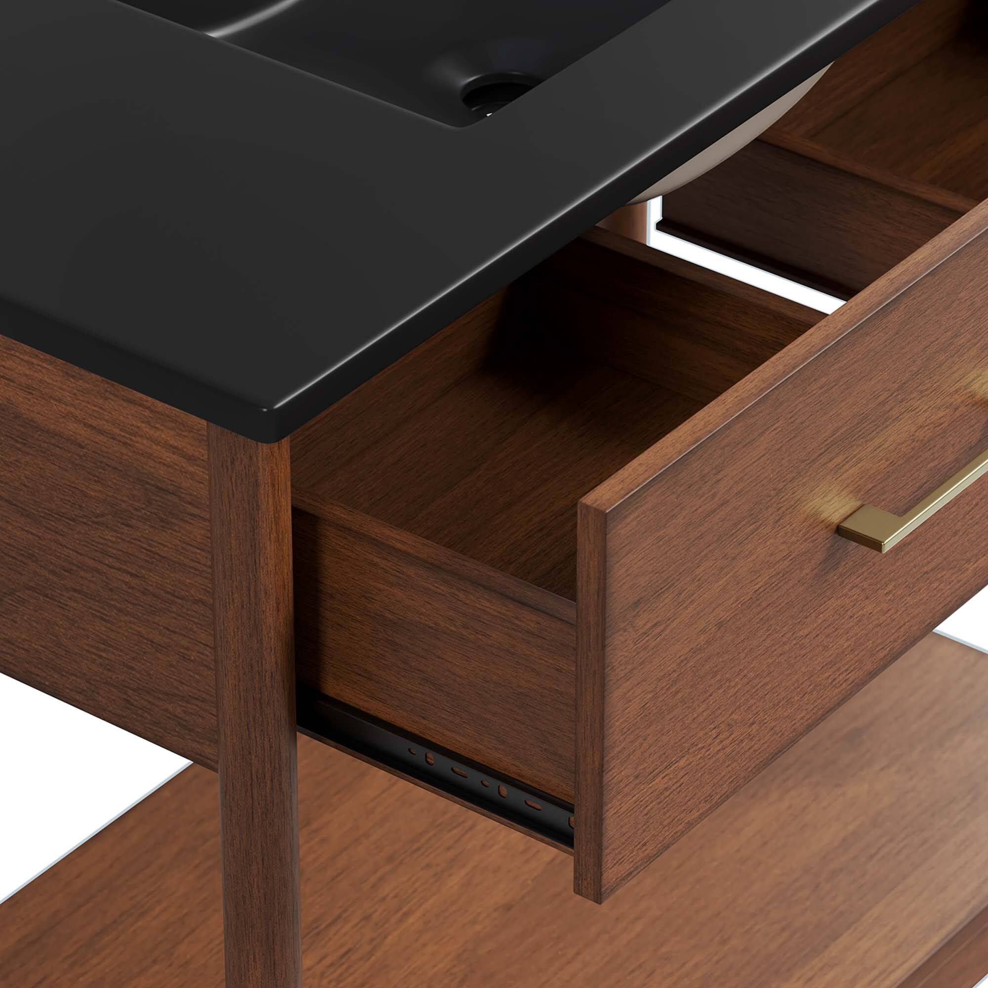 Alt View 6. Modway - Zaire Bathroom Vanity Basin Included by Modway - Walnut Black.