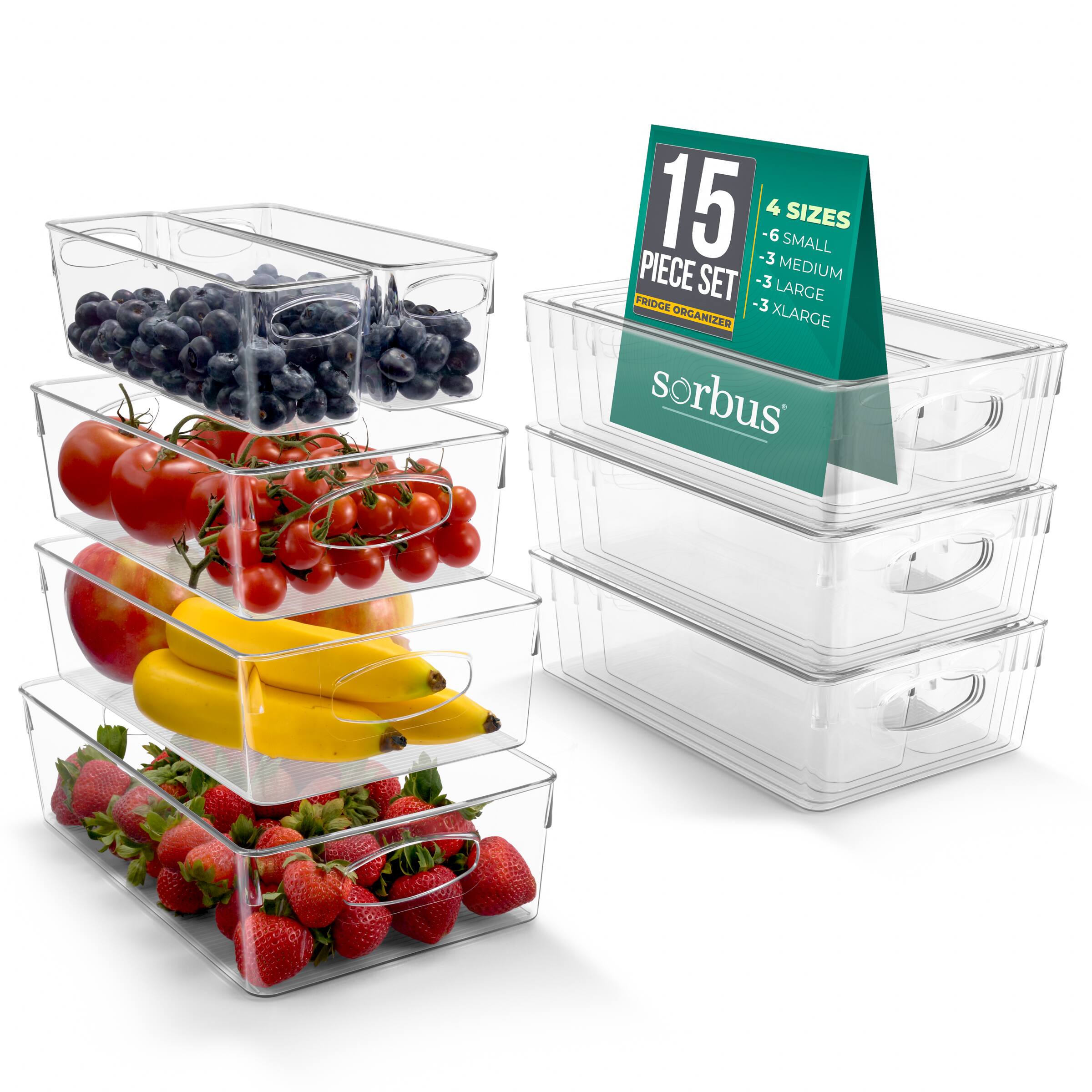Sorbus - Variety 15-Pack Plastic Organizing Bins – Bins for Organizing, Refrigerator Organizers - Clear
