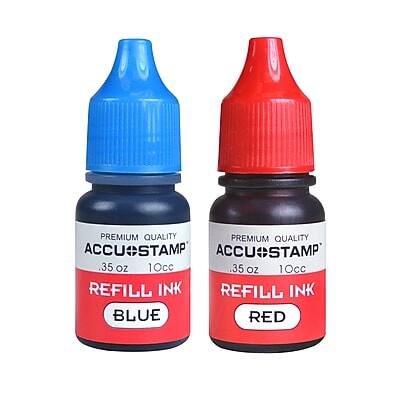 Accu-Stamp - Ink Refills, Blue and Red Ink, 2/Bottles - Multicolor