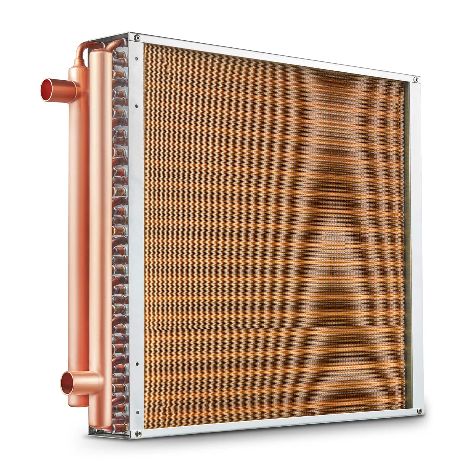VEVOR - Heat Exchanger Water to Air, 20"x 20" with 3-Row 3/8" Copper Ports, 242 Aluminum Fins Heat Exchanger for Outdoor Wood - Gold
