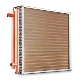VEVOR - Heat Exchanger Water to Air, 20"x 20" with 3-Row 3/8" Copper Ports, 242 Aluminum Fins Heat Exchanger for Outdoor Wood - Gold
