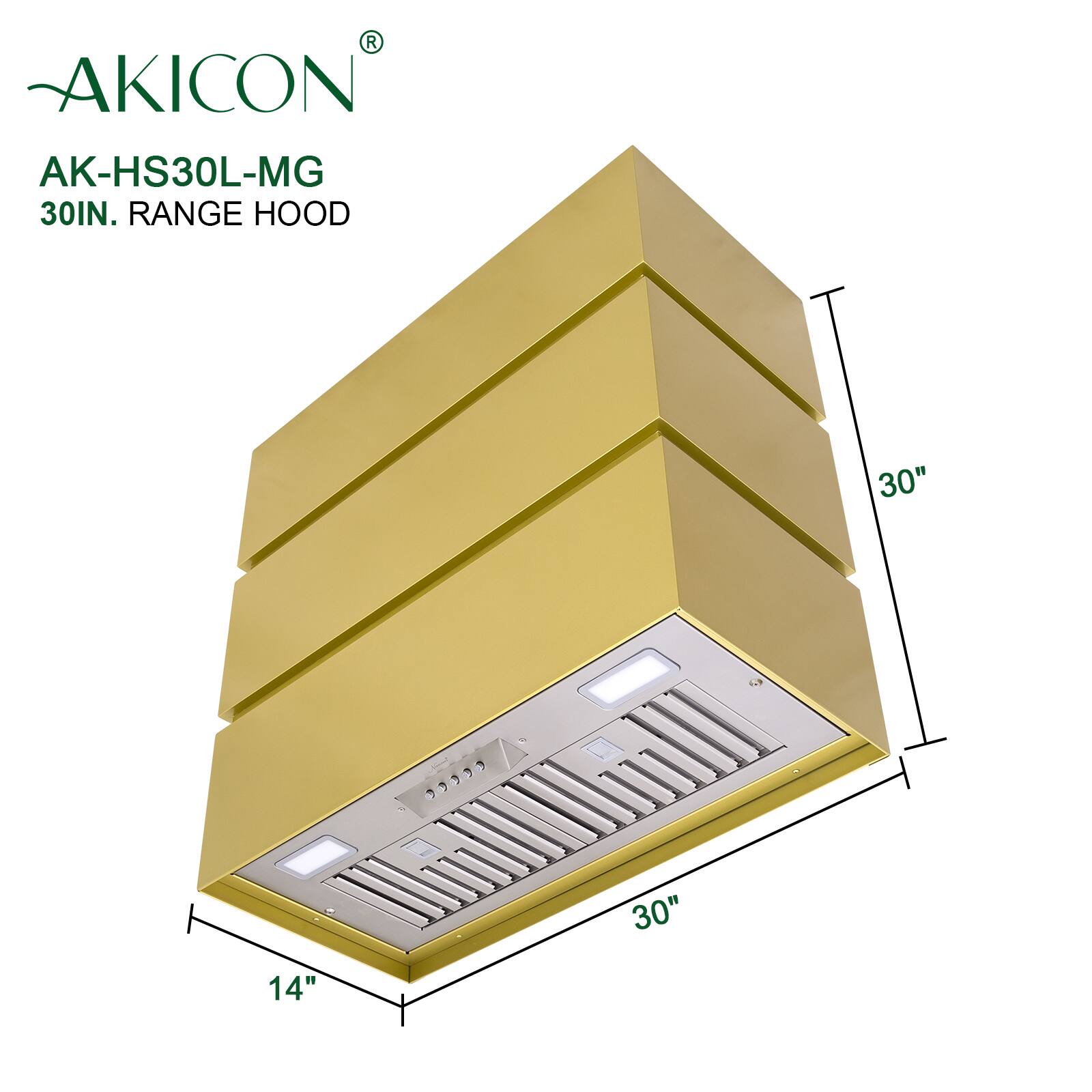 AKICON AK-HS30L-MG 30IN. RANGE HOOD 30" 30" 14"
