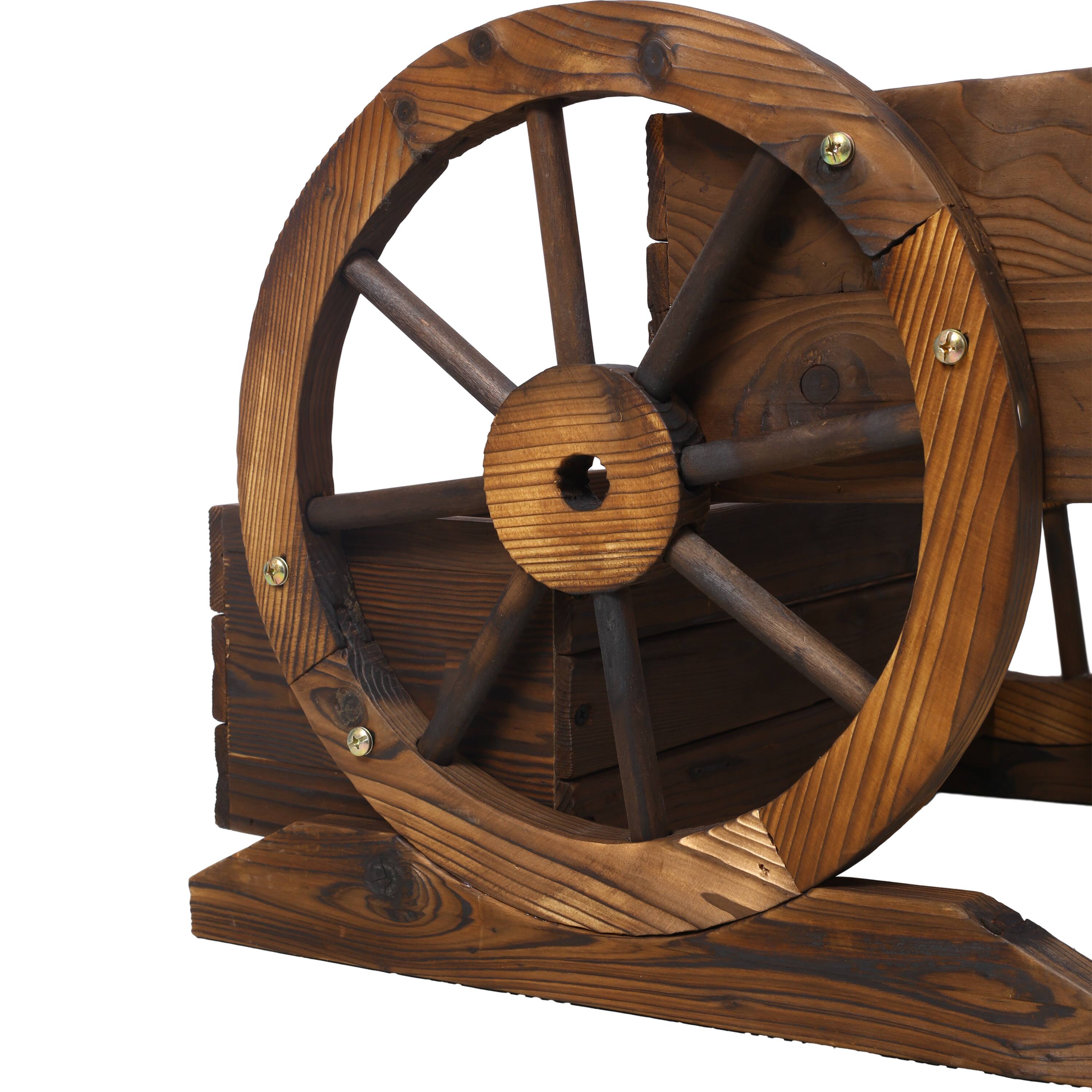 Left. GOODSILO - Wooden Wagon Planter Box - 2 Tier Garden Flower Cart for Indoor Outdoor Plants & Herbs - Brown.