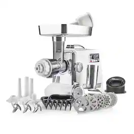 STX International - STX Intl Megaforce 3000 Air Cooled Powerful Electric Meat Grinder, 3 Speed, Sausage Stuffer - White