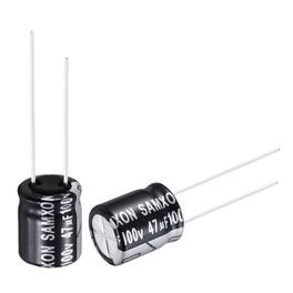 Unique Bargains - 47uF 100V 10x13mm Electrolytic Capacitor, Radial Leads Aluminum, 10pcs, 105C High Temp for TVs, LCD Monitor, VCD - Black