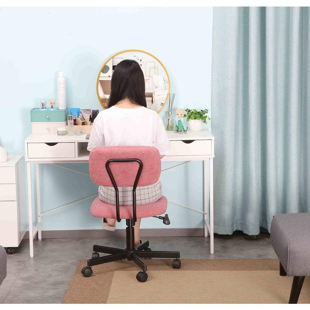Alt View 2. JJS - Ergonomic Adjustable Swivel Small Armless Home Office Desk Chair - Pink.