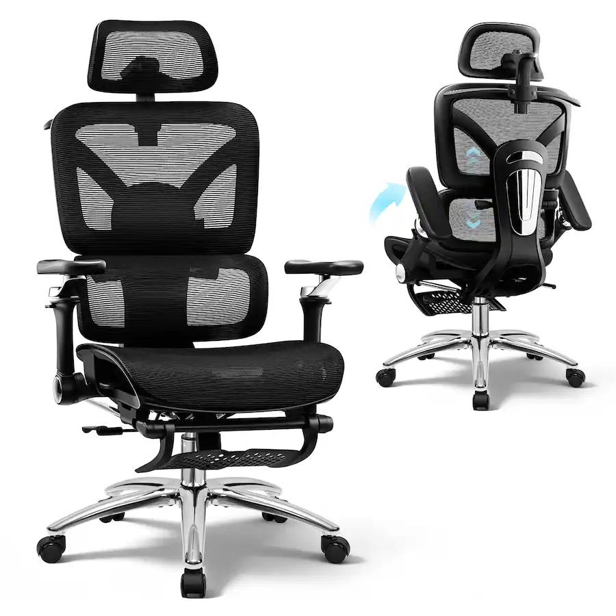 Kerdom KERDOM All in one High End Ergonomic Office Chair with Footrest ...