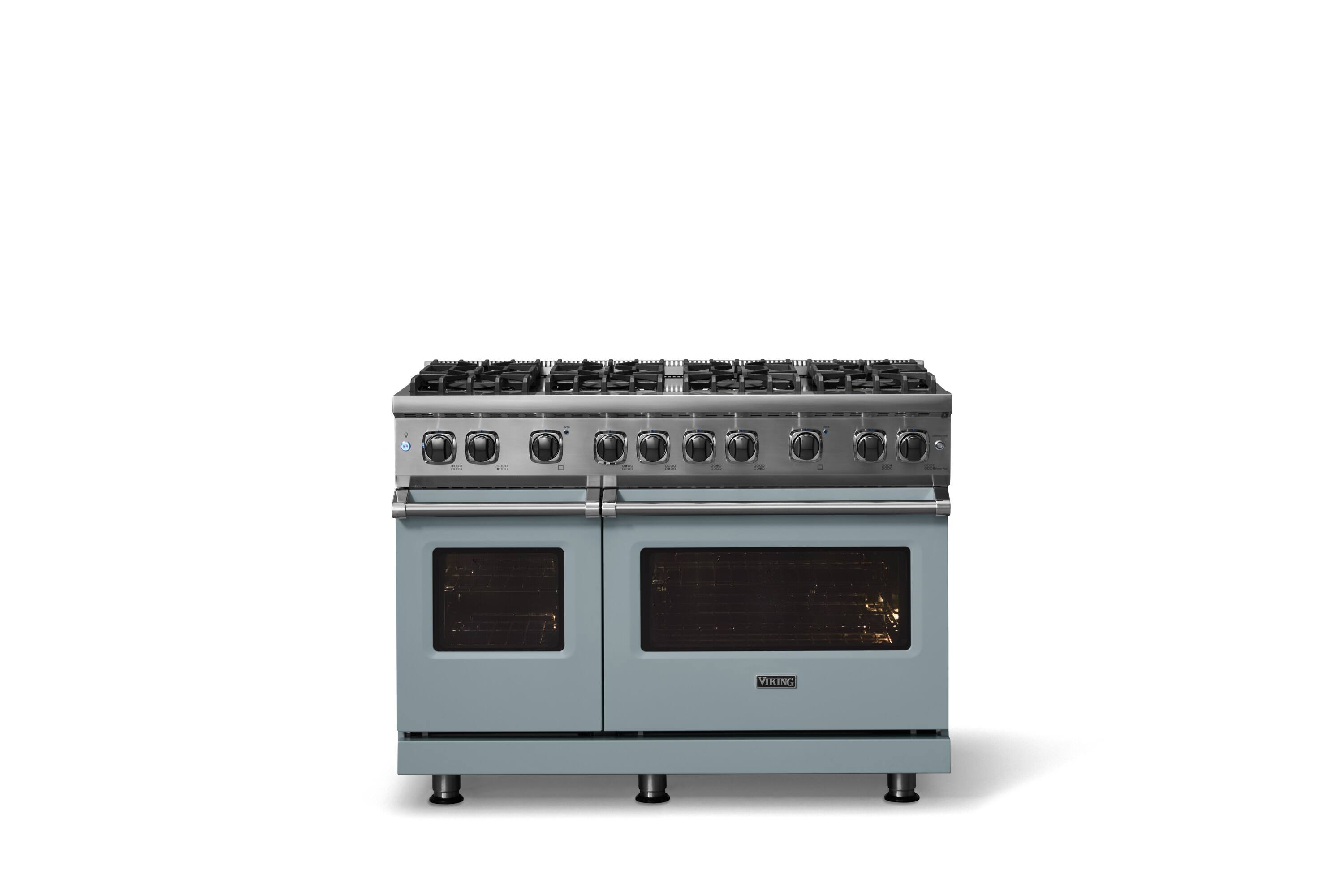 Alt View 1. Viking - 6.1 Cu. Ft. Professional 5 Series Freestanding Double Oven Liquid Propane Gas Convection 8 Burner Range - November Sky.