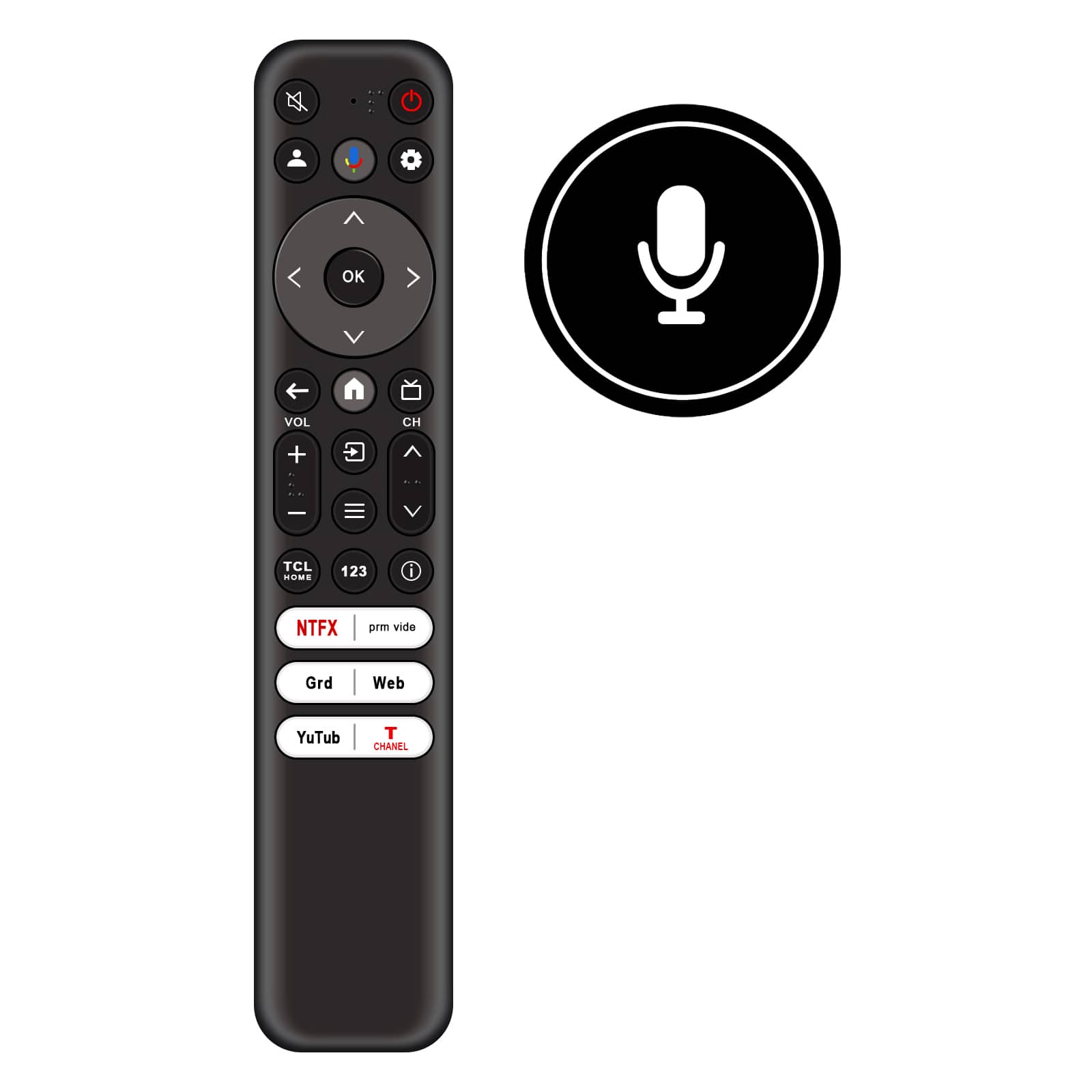 VINABTY - New RC813 FMBA Voice Replace Remote Control Fits for TCL RC813 FMB1 Remote for Smart TV 55Q750G 65Q750G 75Q750G 85Q750G - Black
