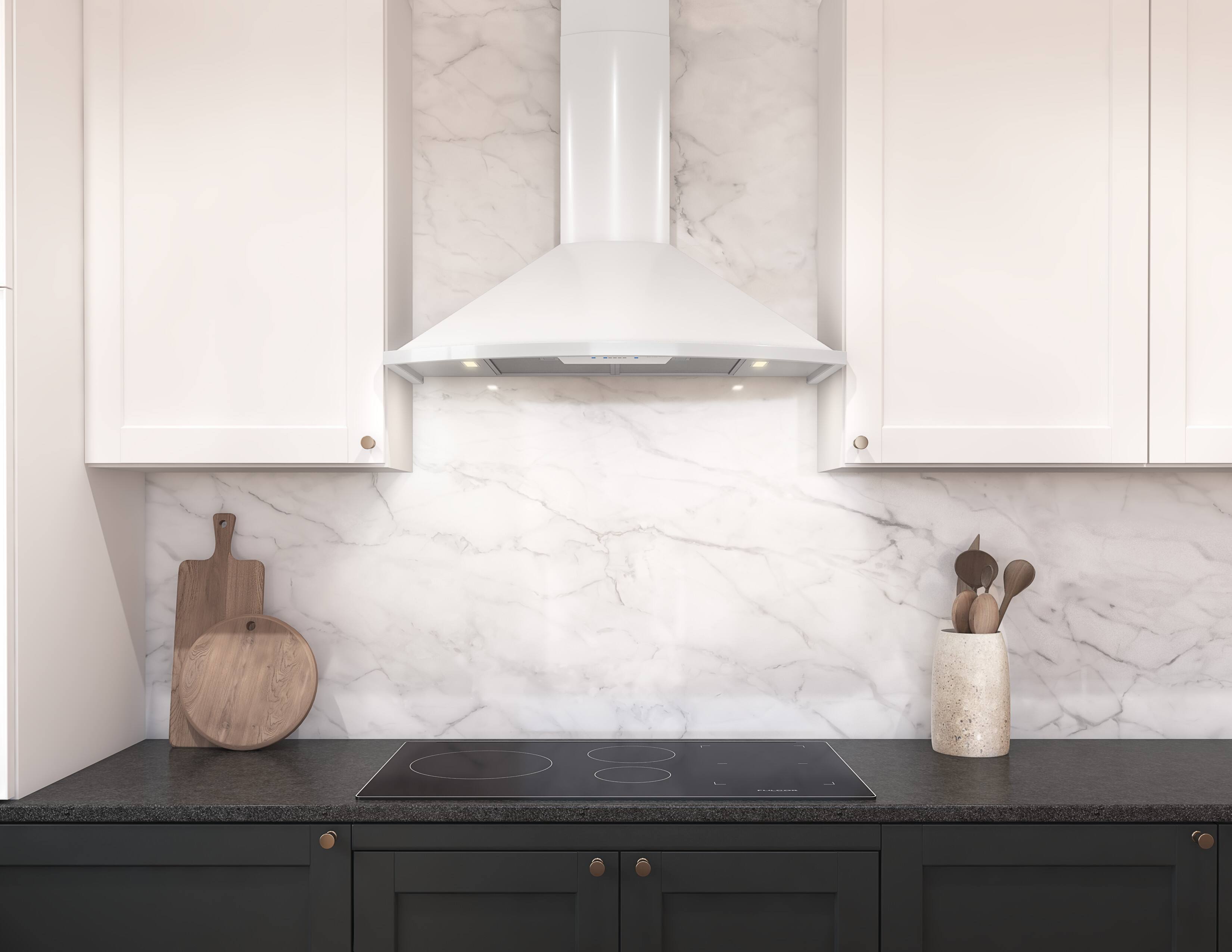 Alt View 11. Zephyr - Savona 36 in. 600 CFM Wall Mount Range Hood with LED Light - White.