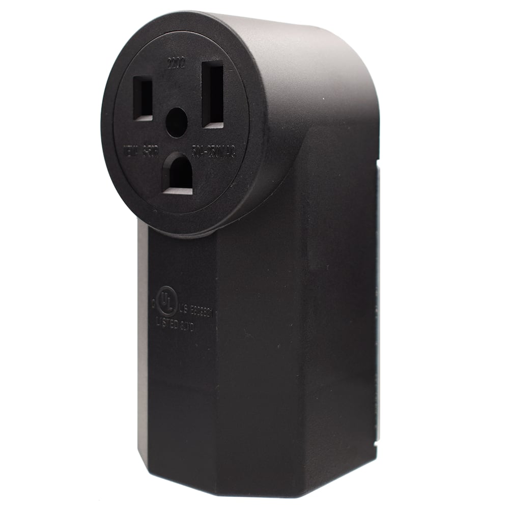 ELEGRP - 50 Amp 250V, NEMA 6-50R Surface Mount Power outlet, Straight Blade Range and Dryer Outlet Grounding, 2202 - Black