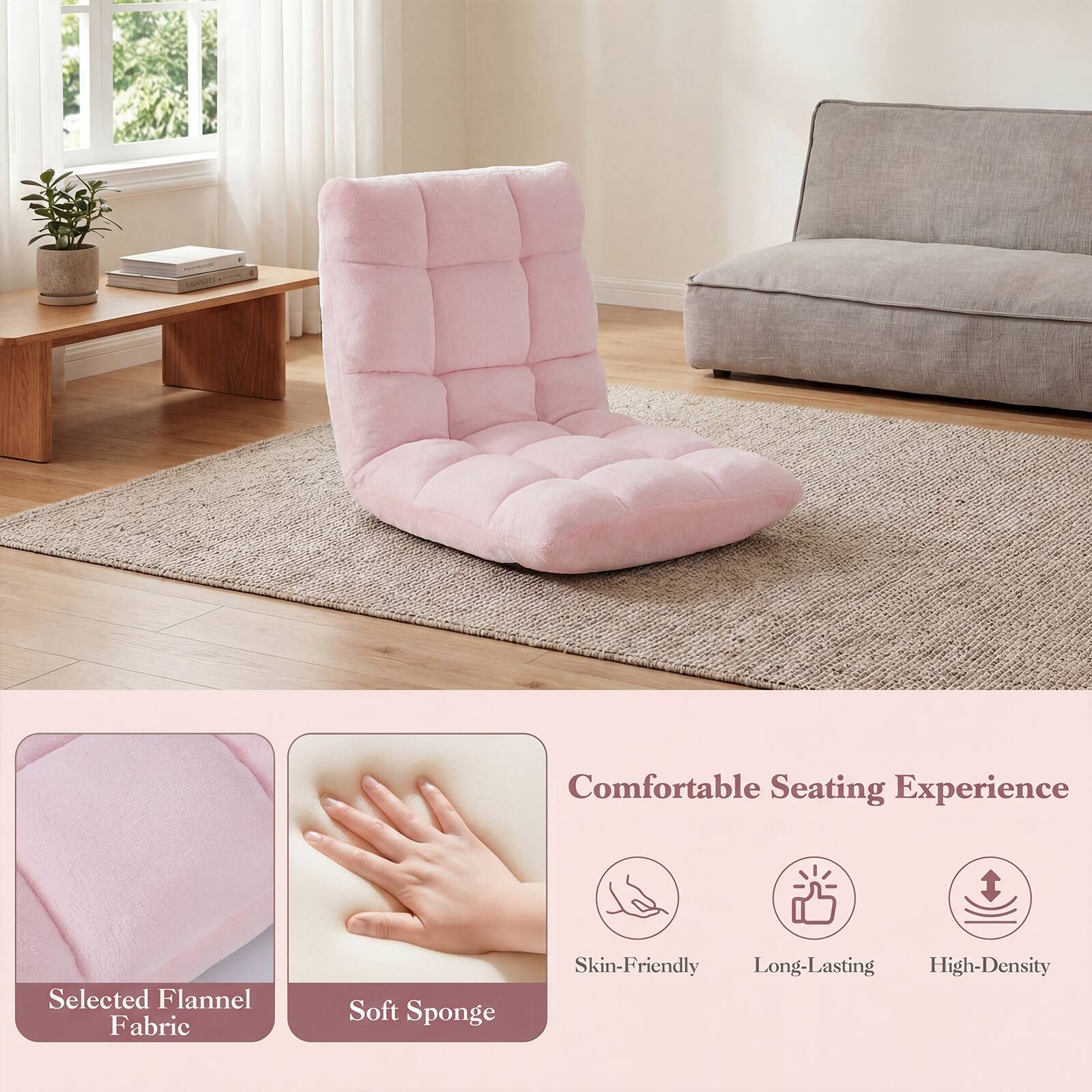 - CANSILE Comfortable Seating Experience
- Selected Flannel Fabric
- Soft Sponge
- Skin-Friendly
- Long-Lasting
- High-Density