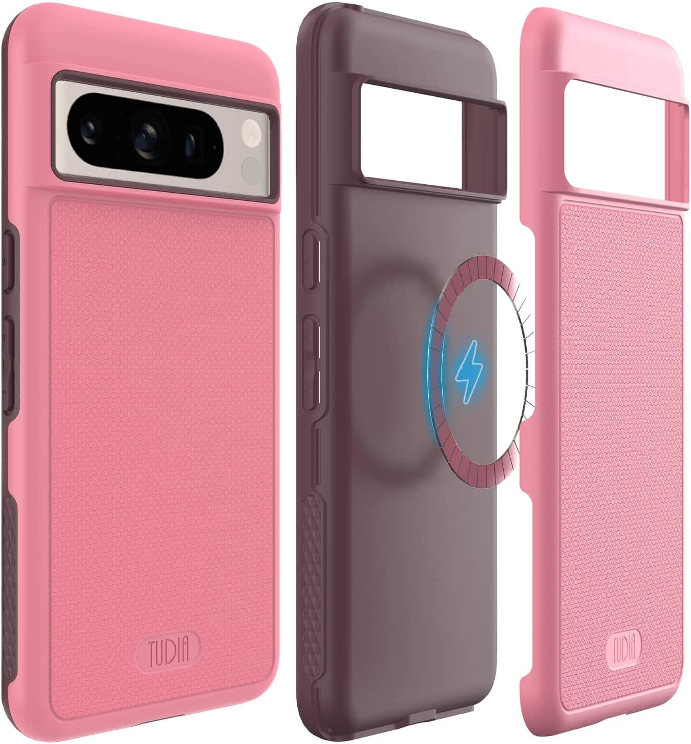 TUDIA - MergeGrip for Google Pixel 8 Pro Case 2023 Magsafe Compatible - Smokey Pink - Magnetic Smokey Pink