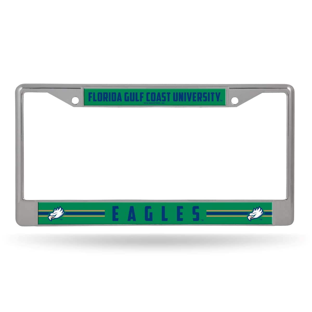 Rico Industries - Florida Gulf Coast Eagles - 12" x 6" Standard Size - Chrome Metal License Plate Frame - Multi