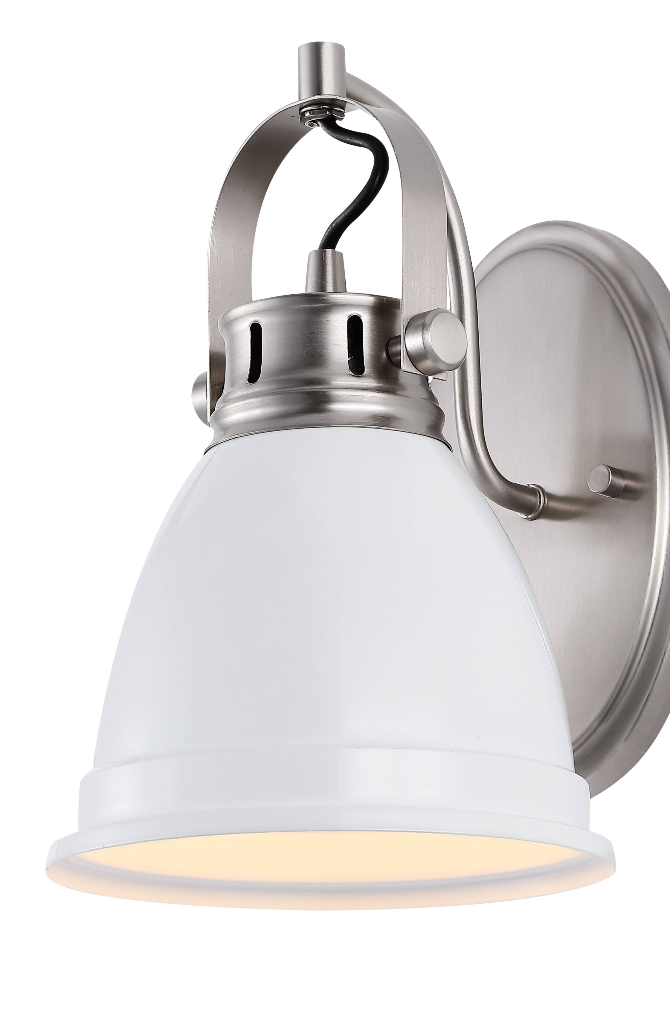 Alt View 4. Jonathan Y - Phineas 7" 1-Light Adjustable Farmhouse Bohemian Iron LED Vanity Light, White/Nickel - White.