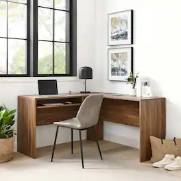 Venture L-Shaped Wood Office Desk by Modway - Walnut