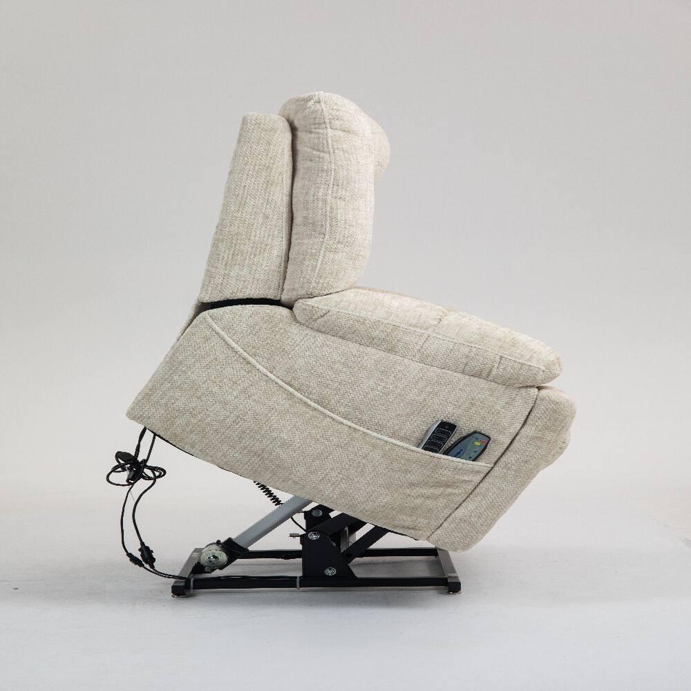 Back. Ropilly - Ropilly power lift recliner for big and tall seniors lay flat lift chair with heat and massage cream chenille - Cream.