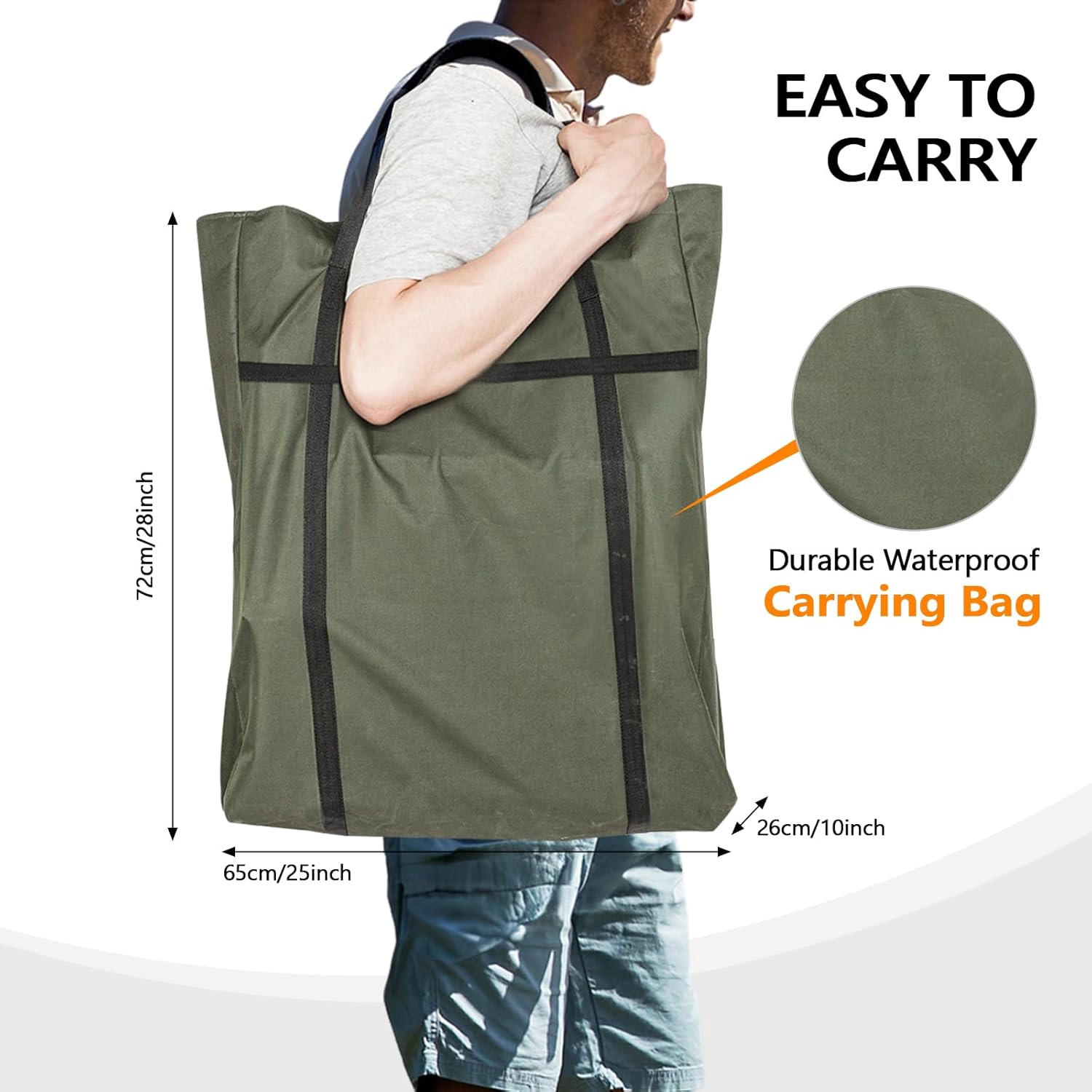 EASY TO CARRY

72cm/28inch

Durable Waterproof Carrying Bag

26cm/10inch

65cm/25inch
