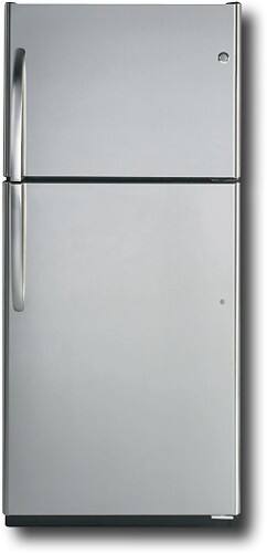 Front Standard. GE - 17.9 Cu. Ft. Frost-Free Top-Mount Refrigerator - Stainless-Steel.