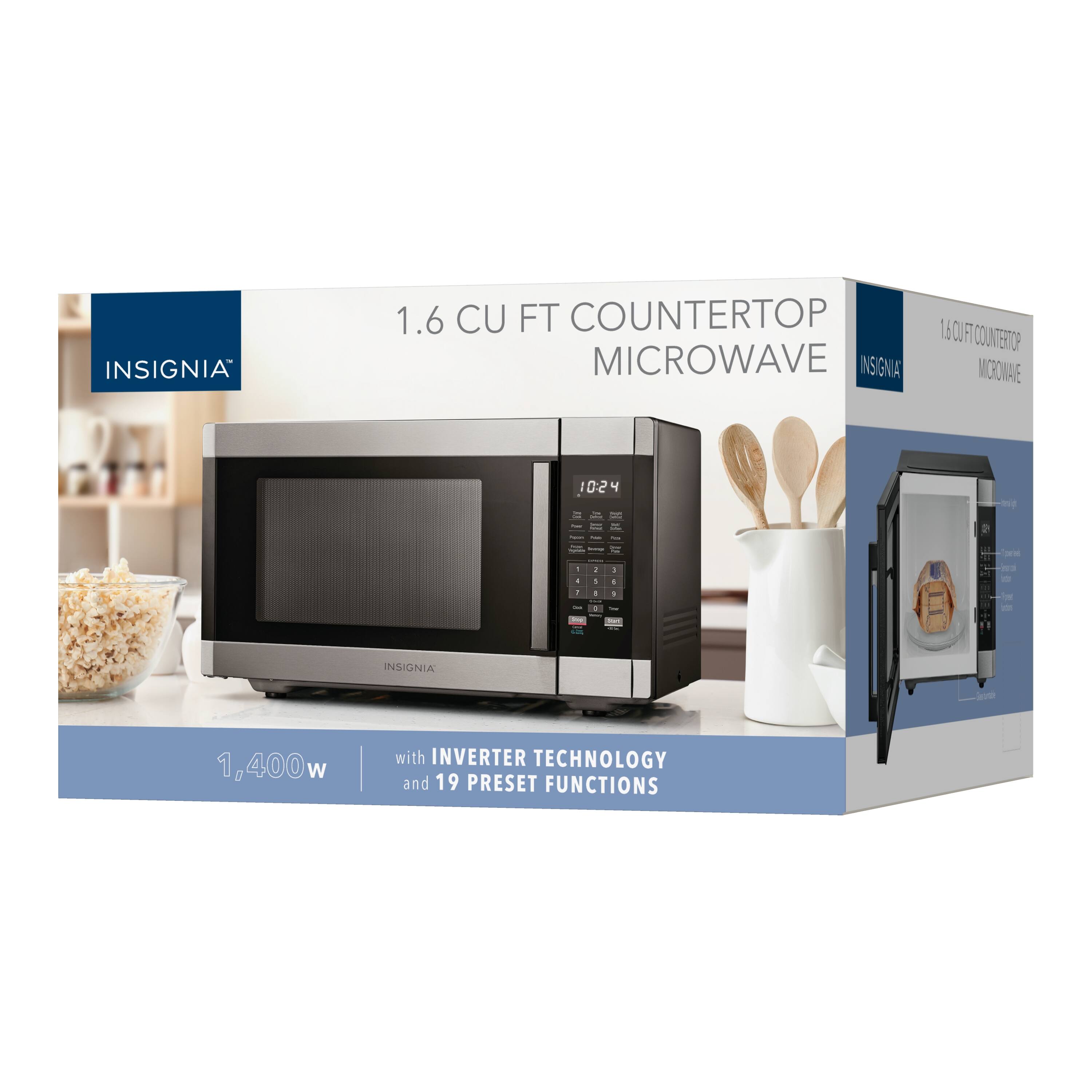 INSIGNIA  
1.6 CU FT COUNTERTOP MICROWAVE  
1,400W with INVERTER TECHNOLOGY and 19 PRESET FUNCTIONS