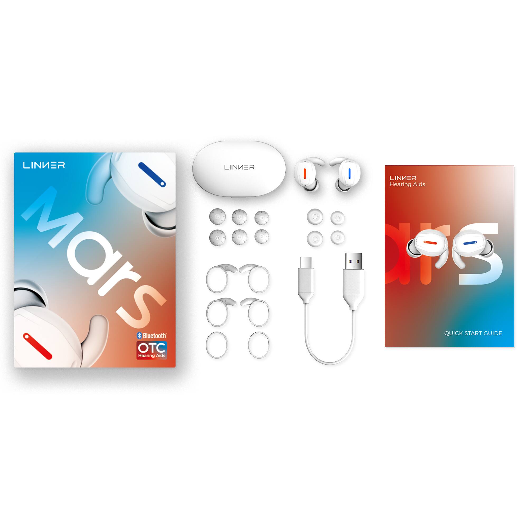 LINNER Mars OTC Hearing Aids with Noise&Feedback-Cancellation Discreet Fit for All-Day Comfort with Focus Mode – Stellar White Sansujyuku sansujyuku.com