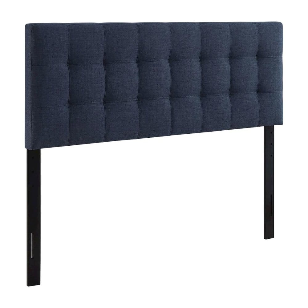 FurniFact - Upholstered Fabric King Headboard with Soft Padding and Elegant Design - Blue