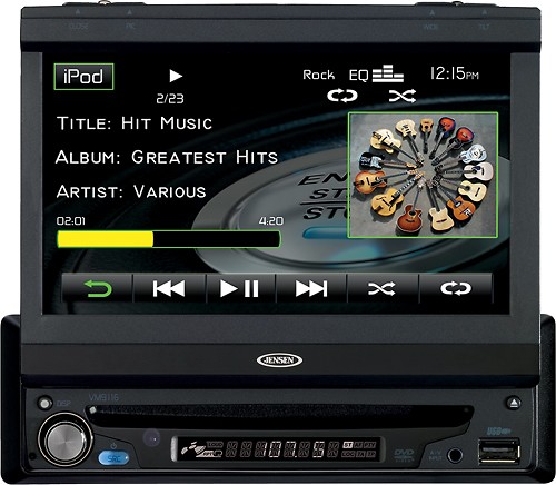  Jensen - 7&quot; - CD/DVD - Apple® iPod®-Ready - In-Dash Deck with Motorized Faceplate