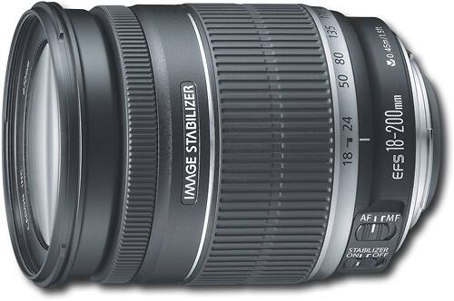 Angle. Canon - EF-S 18-200mm f/3.5-5.6 IS Standard Zoom Lens - Black.