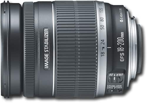 Front. Canon - EF-S 18-200mm f/3.5-5.6 IS Standard Zoom Lens - Black.