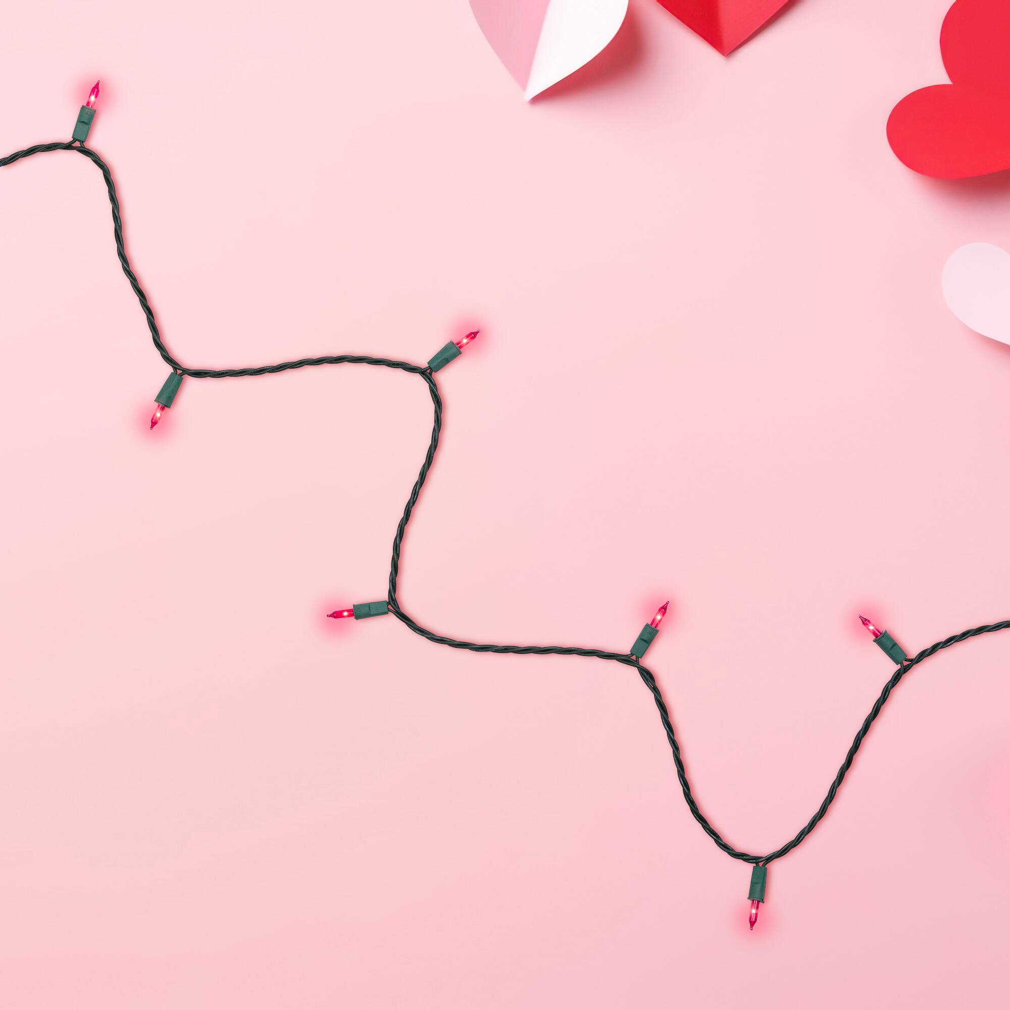 Alt View 2. GKI/Bethlehem Lighting - Perm-O-Snap Mini Christmas Lights - Pink - 24.75 ft Green Wire - 50ct - Pink.