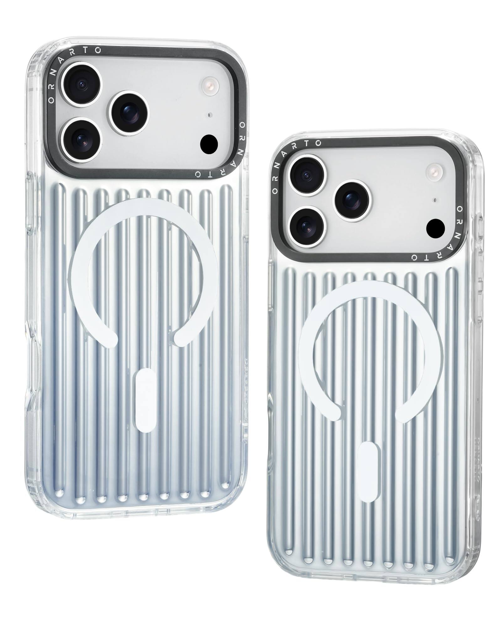 Ornarto - for iPhone 17 Pro Max Case 6.9", Compatible with MagSafe, Gradient Electroplated iPhone Cover - Glossy Silver