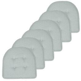 Sweet Home Collection - Houndstooth Stitch U Shaped Memory Foam 17" x 16" Chair Cushions, 6-Pack - Pistachio