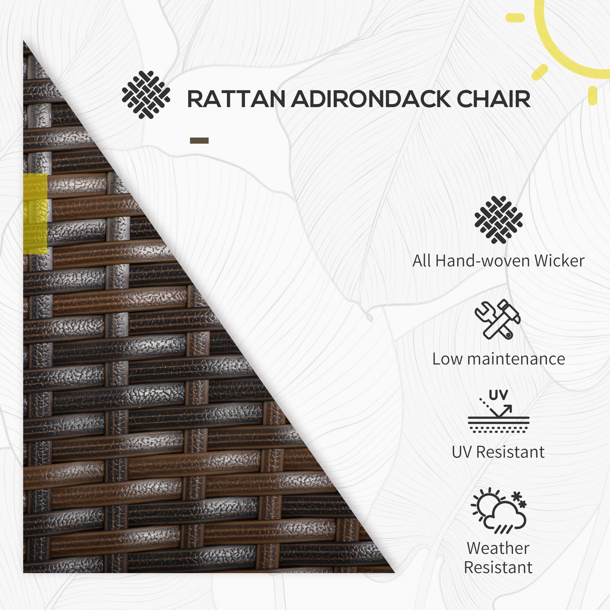 RATTAN ADIRONDACK CHAIR

- All Hand-woven Wicker
- Low maintenance
- UV Resistant
- Weather Resistant