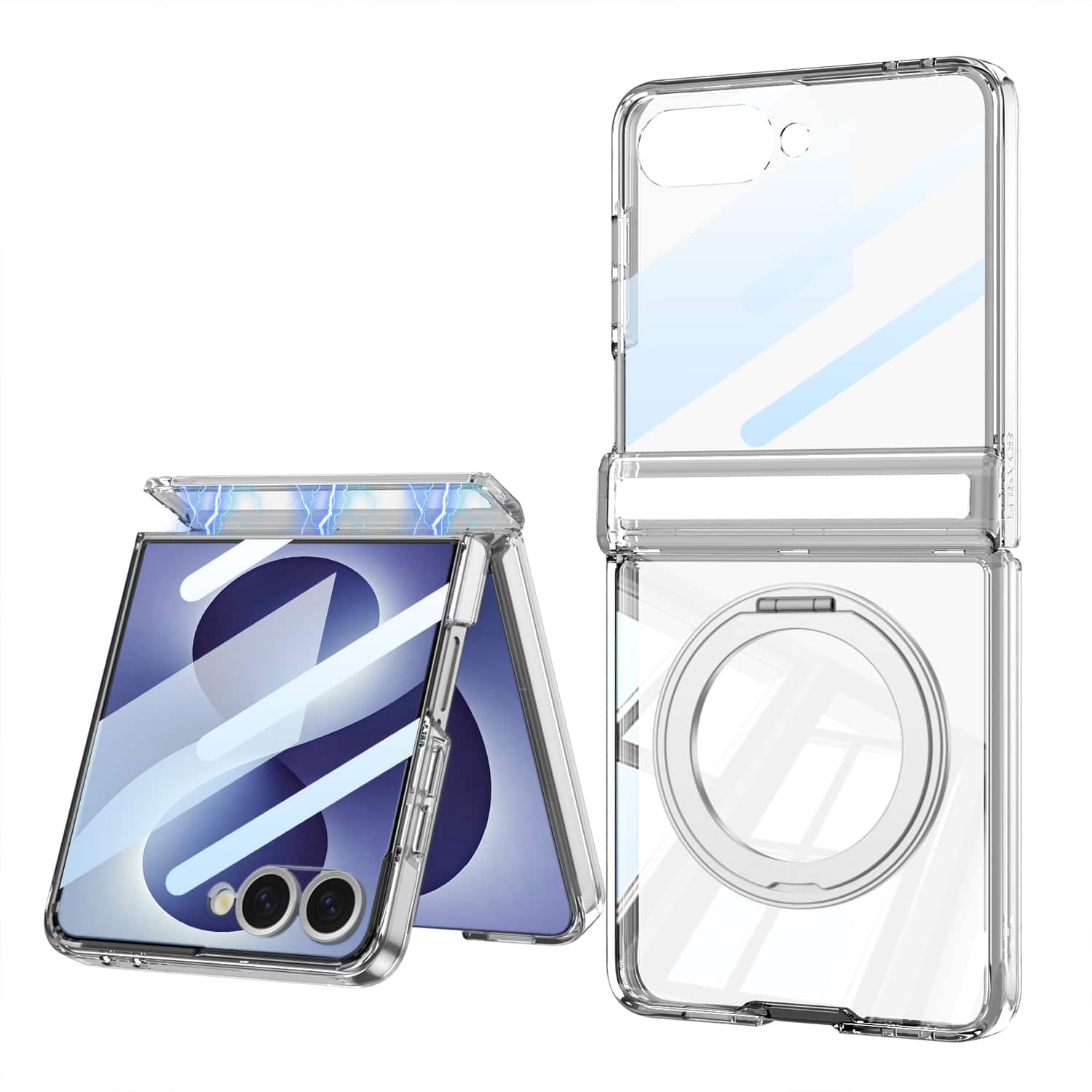 Dteck - for Samsung Galaxy Z Flip8 Magnetic Case,Bulit in Screen Protector,Shockproof Hinge Protection Cover with Stand - Clear price history on PriceWatchPro