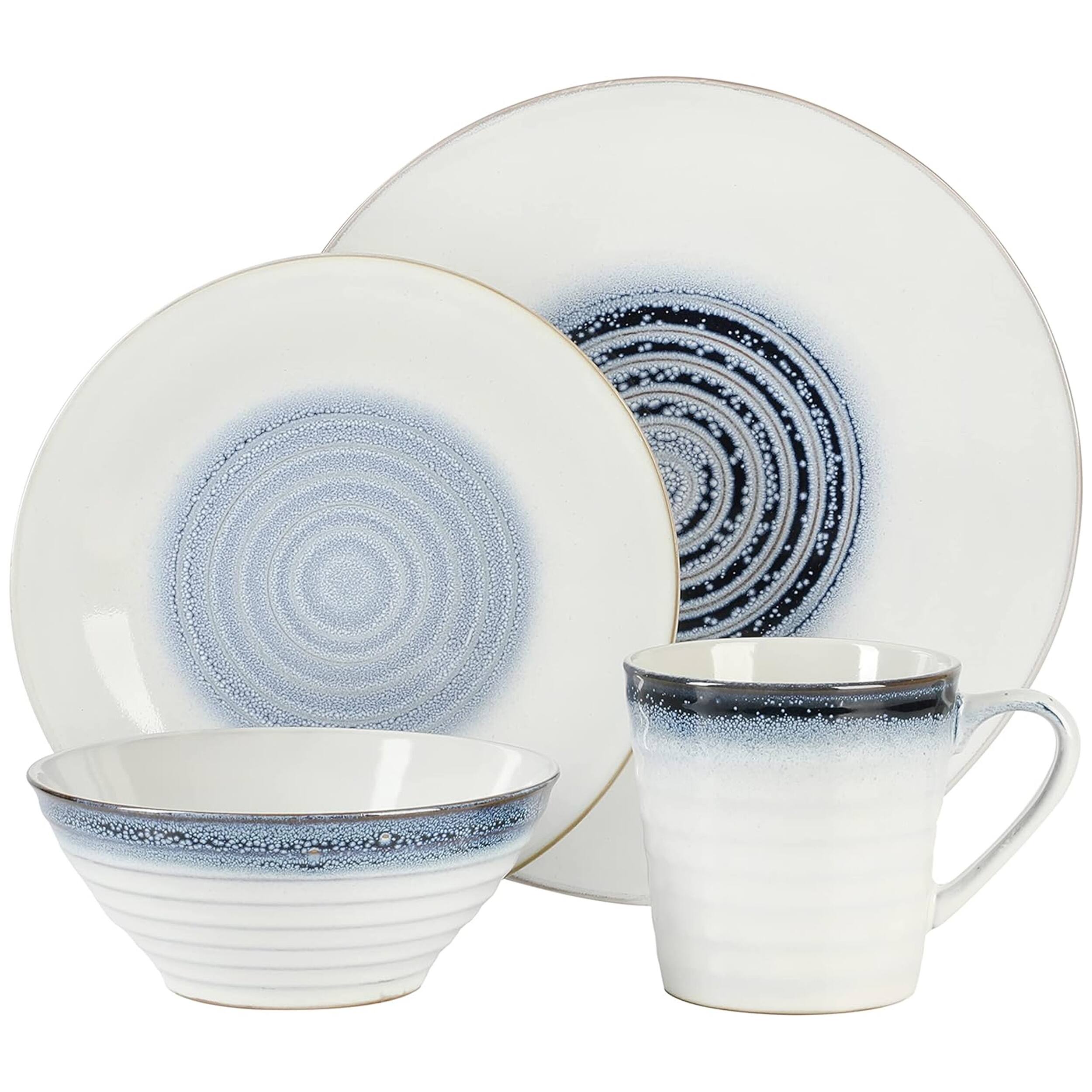 Alt View 1. Gibson - Gibson Elite Spiral Embossed 16 Piece Stoneware Dinnerware Set in Blue - Blue.