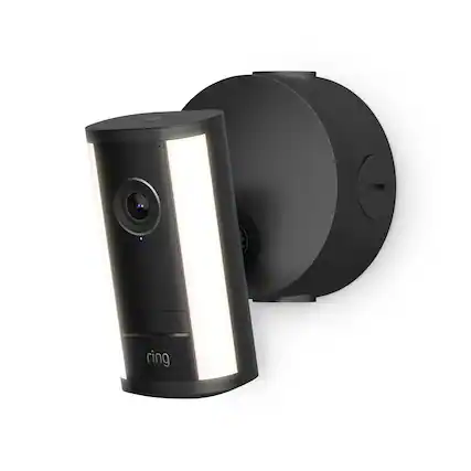 Front. Ring - Ring Spotlight Cam Pro (2nd Gen) Power Over Ethernet, Retinal 4K clear video, 10x Enhanced Zoom, 2 LED Spotlights - Black.