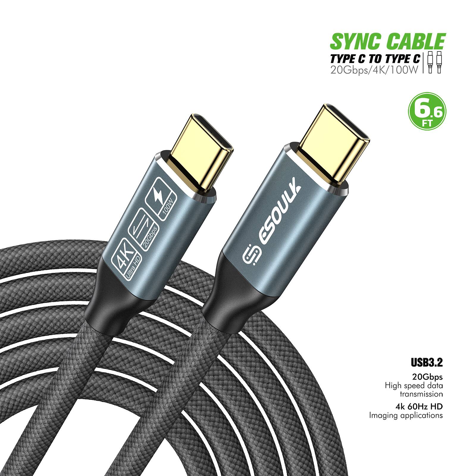 SYNC CABLE
TYPE C TO TYPE C
20Gbps/4K/100W
6.6 FT
USB3.2
20Gbps
High speed data transmission
4K 60Hz HD
Imaging applications