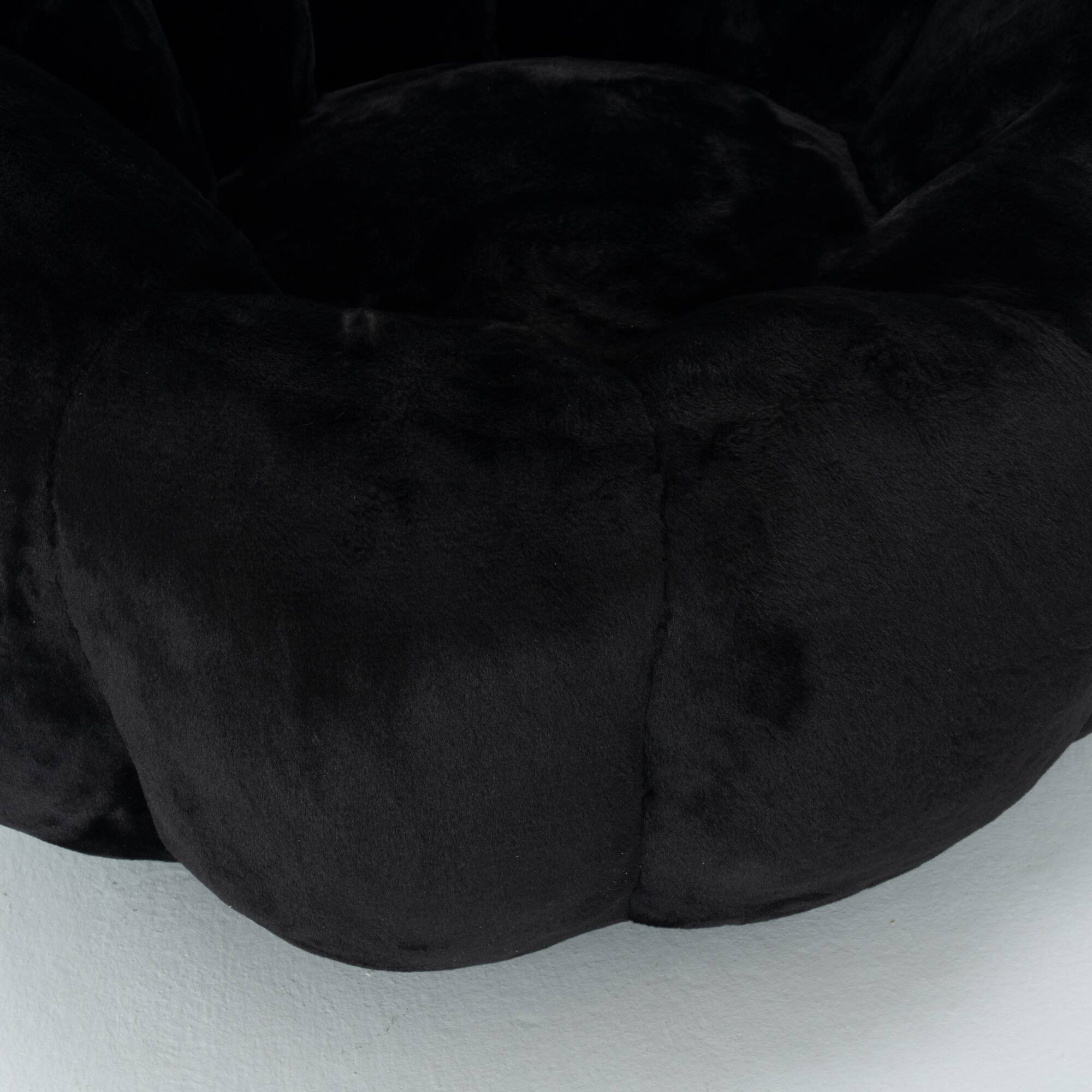 Alt View 7. GOODSILO - Floral-Shaped Faux Fur Bean Bag Sofa, Ultra-Soft Large Reading Chair for Living Room or Bedroom, Single-Seater - Black.