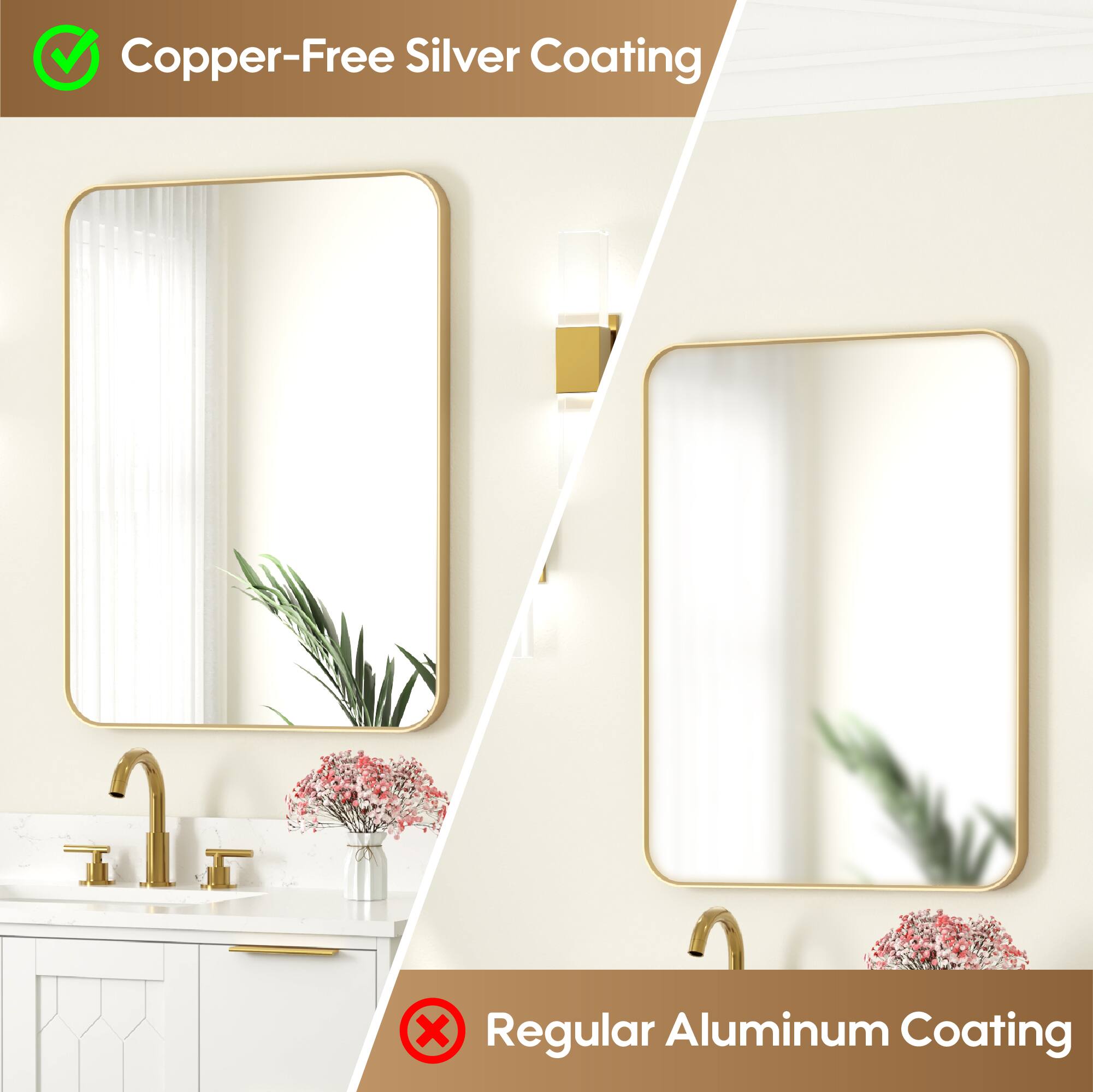 Copper-Free Silver Coating  
Regular Aluminum Coating