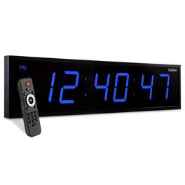 Ivation - Large Digital Clock, 36" Led Wall Clock with Stopwatch, Alarms, Timer, Temp & Remote - Blue