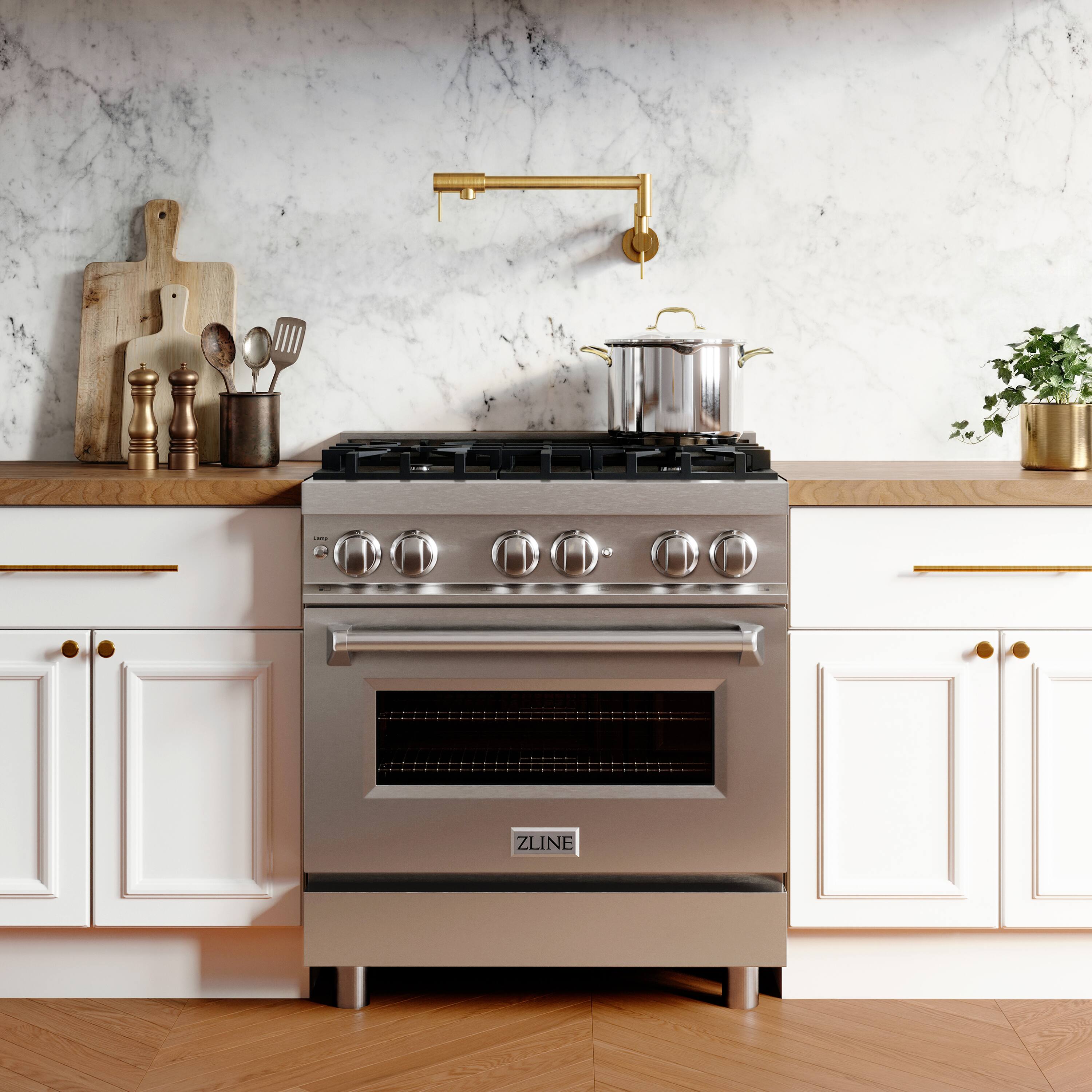 Alt View 7. ZLINE - 30 in. 4.0 cu. ft. Legacy Freestanding Dual Fuel Range with 6 Burners and Electric Convection Oven in Stainless Steel - Stainless steel.