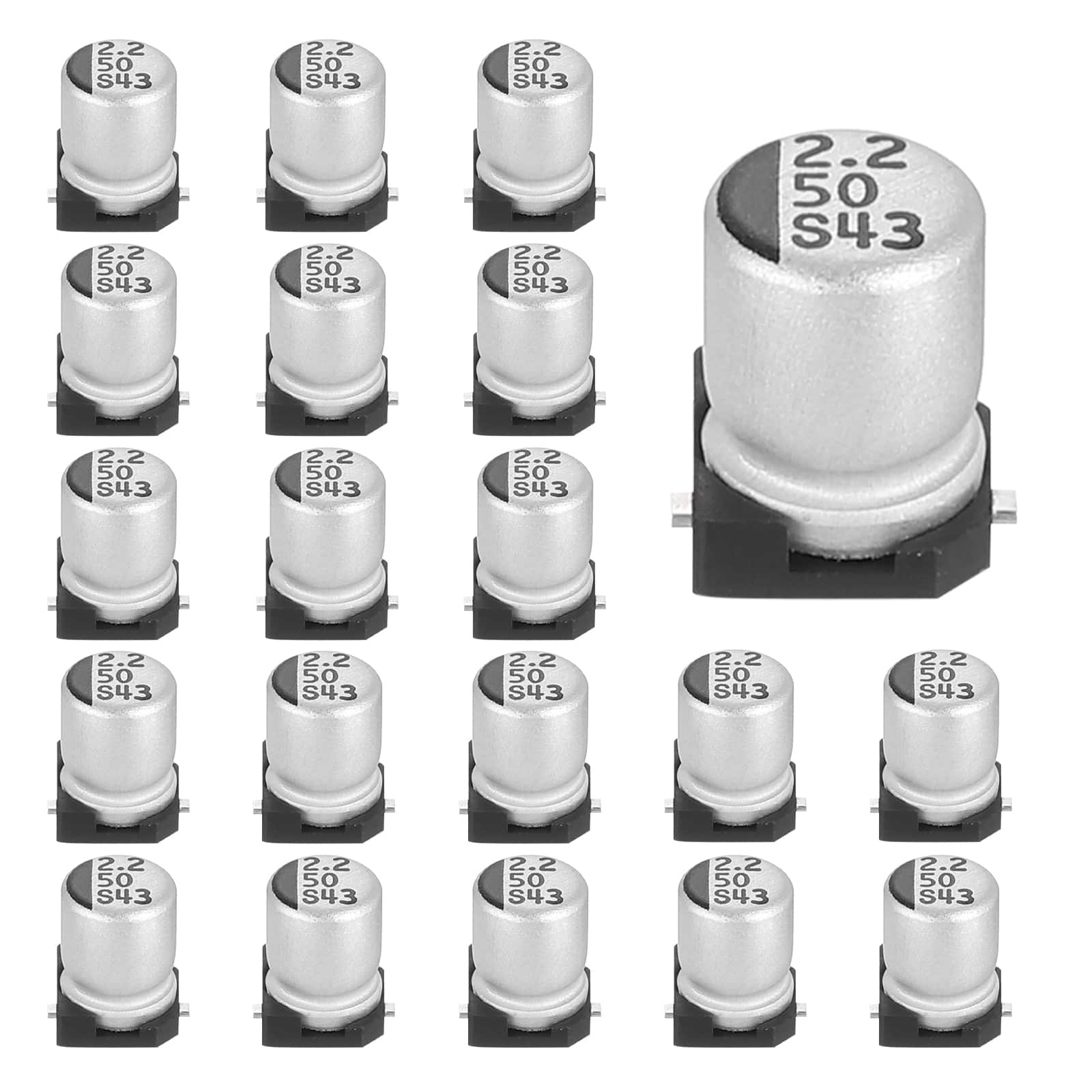 Unique Bargains - 2.2uF 50V SMD Aluminum Electrolytic Capacitor, Low Impedance, 4x5.4mm, 20pcs, for TV/Computer/DIY - Silver price history on PriceWatchPro