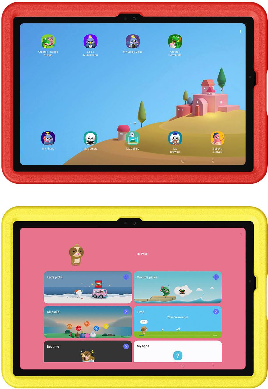 Crocros' Friends Village Lisa's Music Fland My Magic Voice Crocros' Adventure My Phone My Camera My Gallery My Browser Bobby's Canvas ... Hi, Paul! Leo's picks Crocros' picks C LEGO All picks Time 2H more minutes > + i- - Bedtime > My apps ?