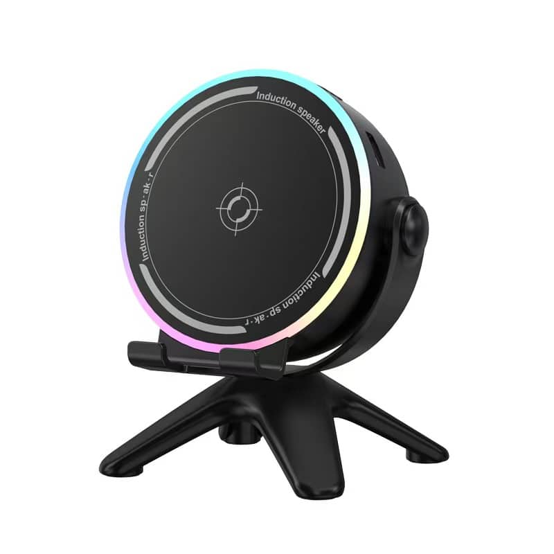 Cluzine - Induction Bluetooth Speaker, RGB Light, Phone Stand, 360° Surround Sound for Desktop