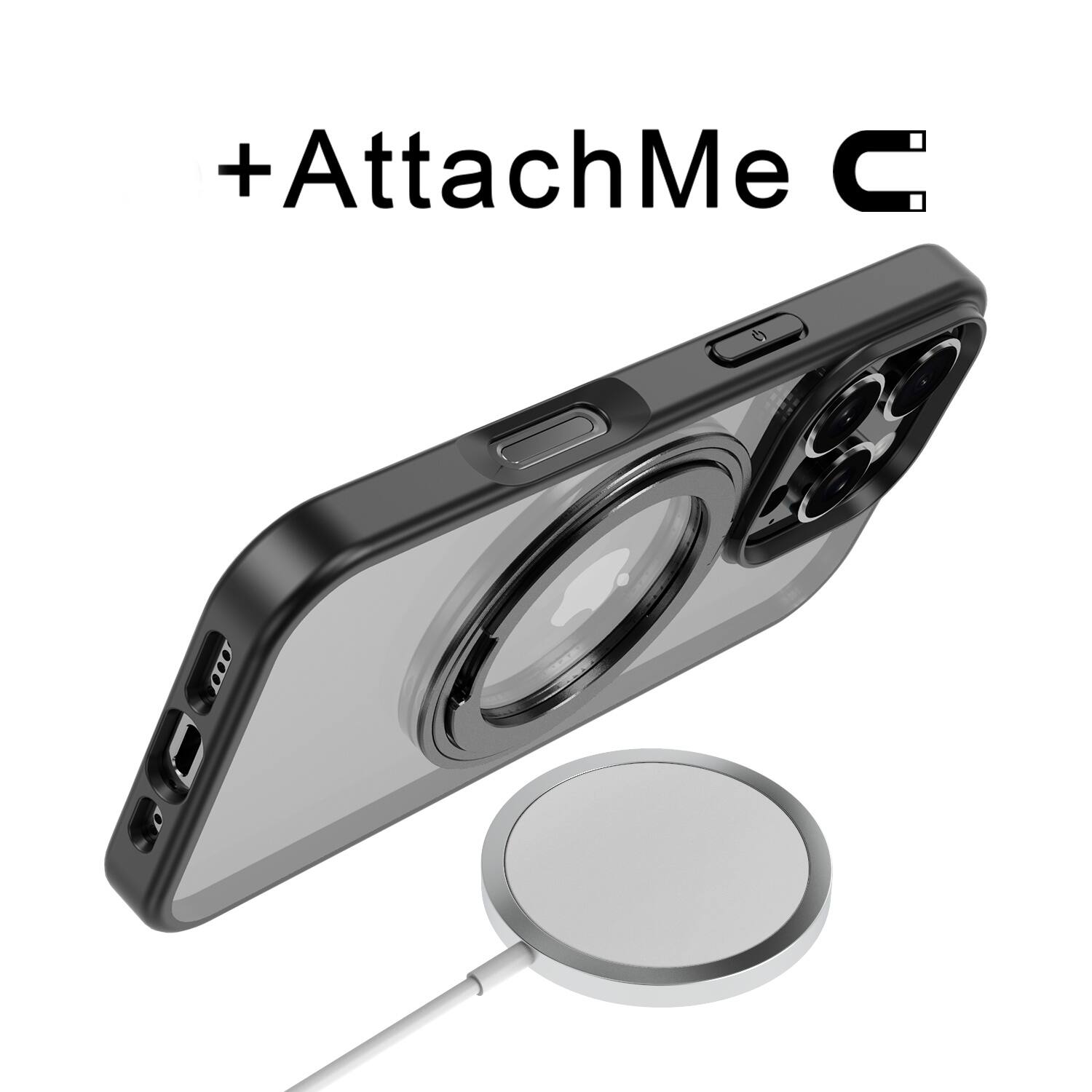 Alt View 1. Mybat Pro - MyBat Pro Lure Series 360° Ring Stand MagSafe Case for Apple iPhone 16 Pro - Black - Clear/Black.