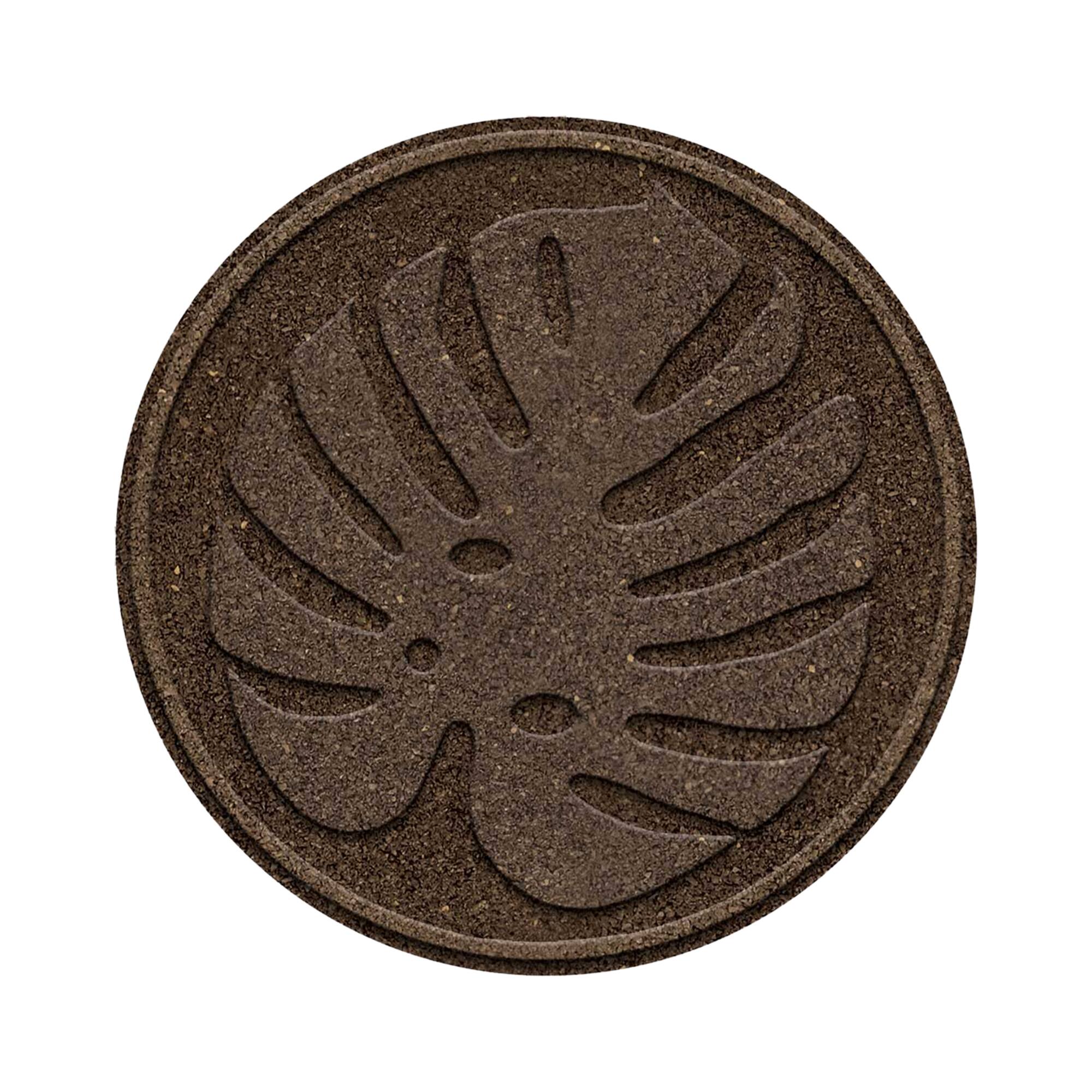 Front. Tierra Verde - TierraVerde 4 Pack 18" x 18" Tropical Leaf Decorative Stepping Stones, Brown - Brown.