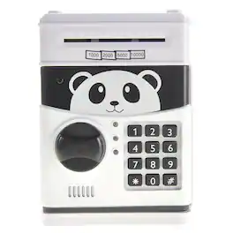 JuzToys - Cartoon Panda Electronic Password Protected Piggy Coin Bank - White