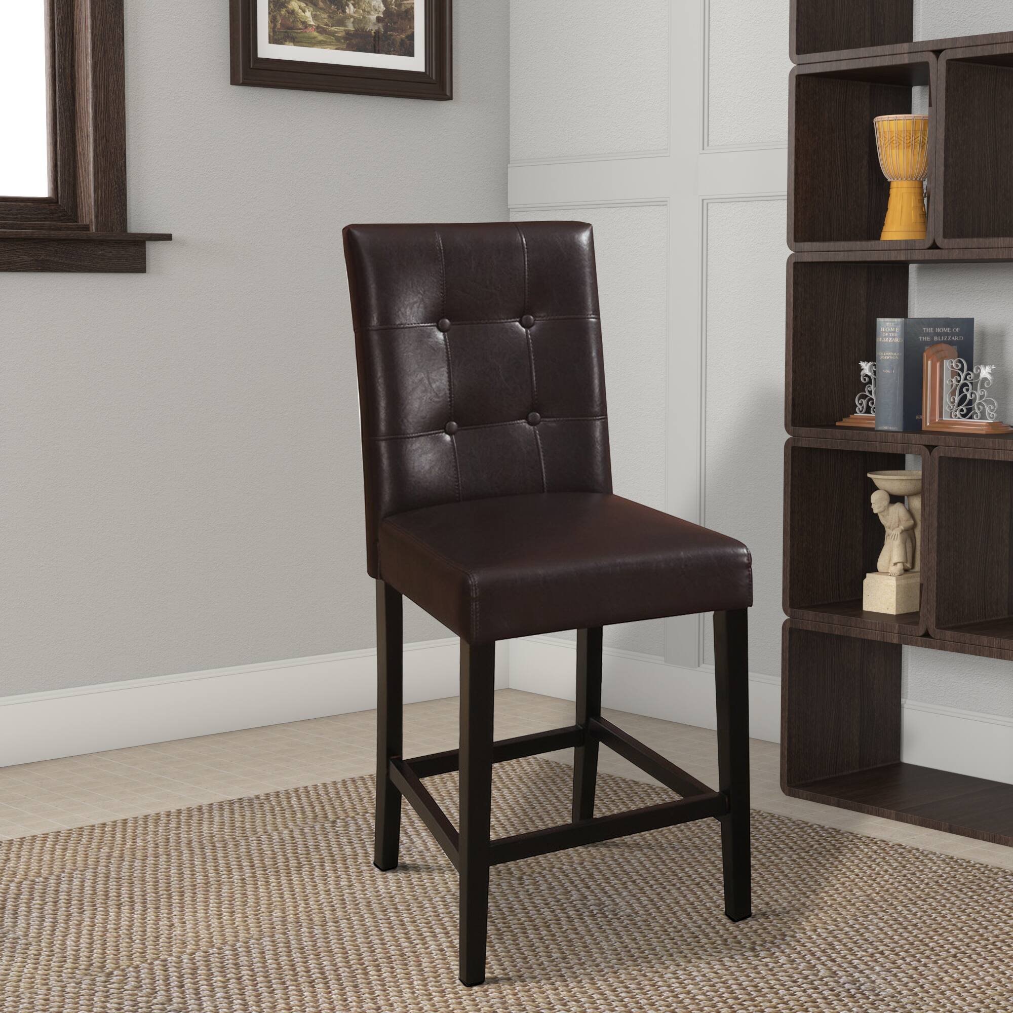 Alt View 5. Manhattan Lane - Wooden height chair With Button Tufted Back Set Of 2 Brown - Brown.