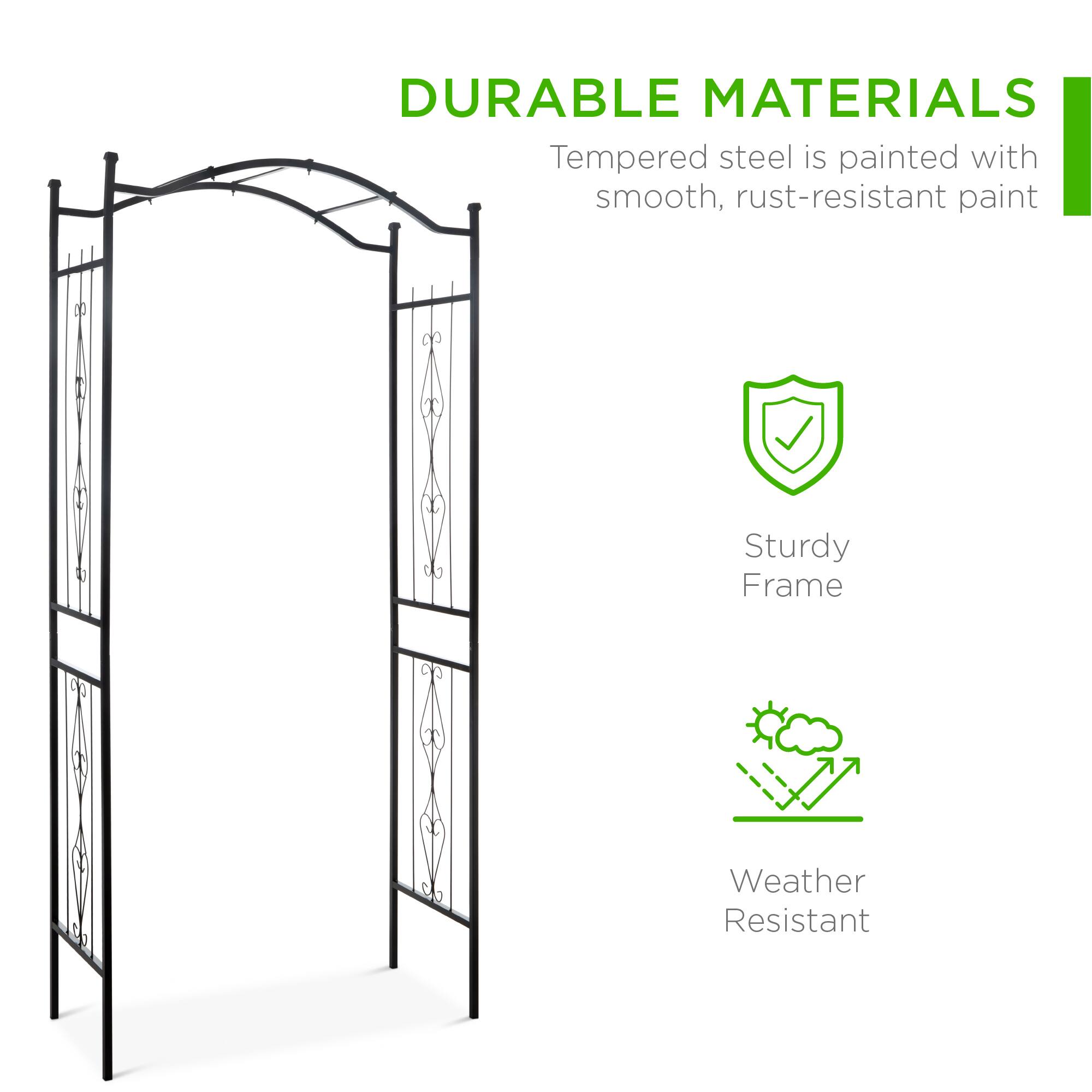 DURABLE MATERIALS  
Tempered steel is painted with smooth, rust-resistant paint  

Sturdy Frame  
Weather Resistant