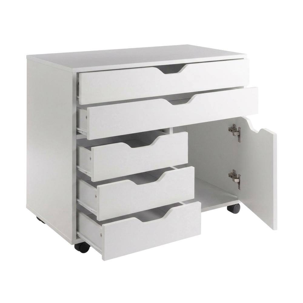 Back. FurniFact - White Office Storage Cabinet With Drawers - White.